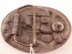 Vintage Country Pickers 1986 C & J inc Belt Buckle Enamel Guitar Players #1446