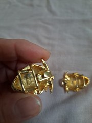 VTG 1975 Signed Mimi Di N Gold Tone Strawberry 2 Pc Interlock Belt Buckle READ