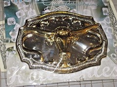 New Hot Buckles Chrome Long Horn Steer Head Gold Silver & Gold Color old stock