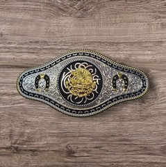 Cowboy/Charro Belt Buckle – Mexican Eagle/Horse Shoe 6.5&Prime;x3.25&Prime;Silver/Black/Gold