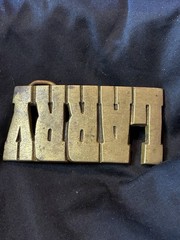 LARRY Vintage Brass Buckle Serial # Personalized Retro