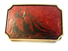 Vintage Sailing ship Leather & Brass Belt Buckle by BTS