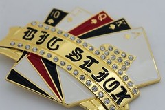 Men Women Bling Big Gold Metal Belt Buckle Royal Flush Cards Las Vegas Casino