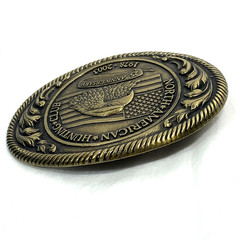 North American Hunting Club Brass Belt Buckle 25th Ann 1978-2003 Oval Eagle Flag