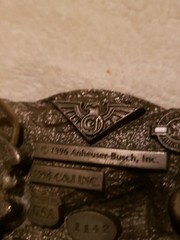 VINTAGE BUDWEISER BUCKLE CLYDESDALES KING OF BEERS EMBOSSED WAGON VGC