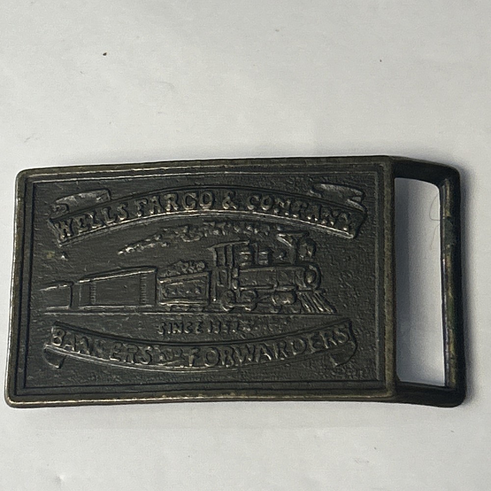 Vintage Wells Fargo and Company Bankers and Forwarders Rectangular Belt Buckle