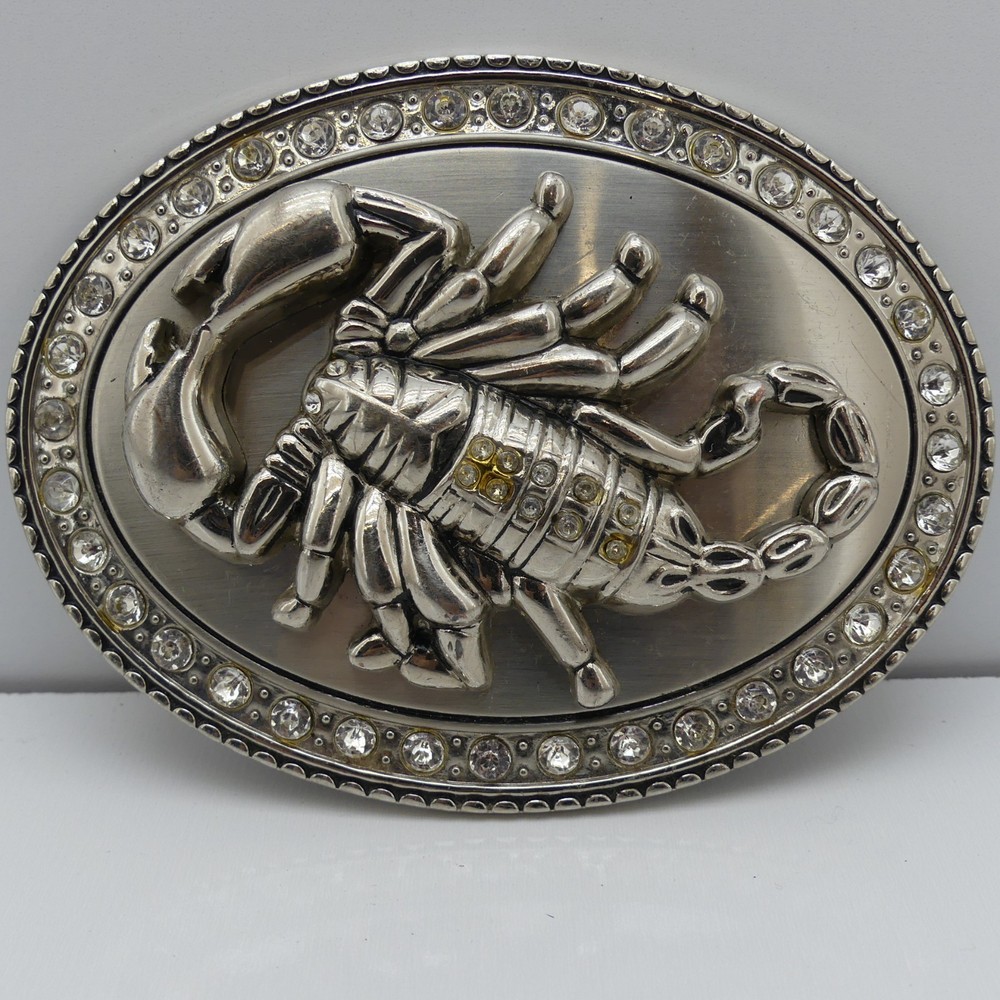 Classico Italia Silver Metal Oval Peace Rhinestone Belt Buckle for Men 1.5&Prime;