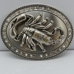 Classico Italia Silver Metal Oval Peace Rhinestone Belt Buckle for Men 1.5&Prime;