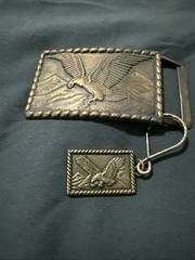 1970s vintage EAGLE belt buckle WESTERN american BRASS cowboy AMERICAN