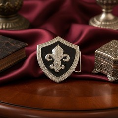 Women Silver Metal Belt Buckle Western Fashion Bling Fleur De Lis Day Night Look