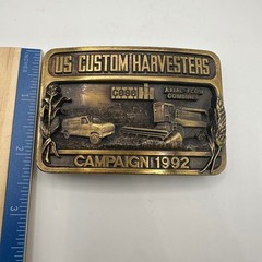 Case IH US Custom Harvesters Campaign 1992 Brass Belt Buckle Cowboy Western Farm