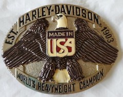New Vtg. Harley Davidson Belt Buckle Raintree – Heavyweight Champ