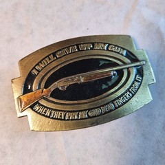 Vtg 1978 Great American Belt Co. Brass Belt Buckle Rifle 2nd Amendment Limited