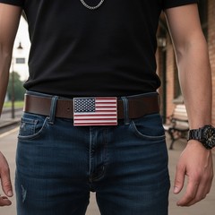 Men Women Silver Metal Western Belt Buckle United States America Flag USA July 4