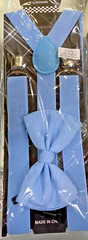 Sky Blue Sea foam Pastel Suspenders Bowtie SET Barn Style Wedding Prom Bow tie