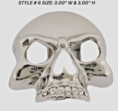 Skull Belt Buckle Men Silver Metal Skeleton Rhinestones Halloween Costume Pirate