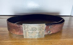 Budweiser Vintage Leather Belt Rodeo Cowboy Country Men’s Belt Western Buckle