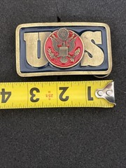 Belt Buckle WWII Eagle Crest Emblem Limited Edition American Blue & Red enamel
