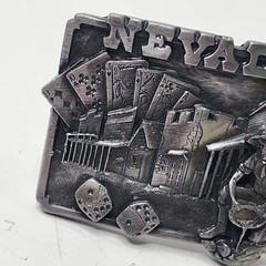 Nevada State Belt Buckle, 3D Image, Heavy, Gold Miner Casino, Signed 1982 H-20