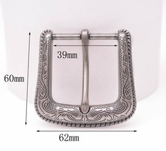 Texas Flower Carved Antique Silver Western Cowboy Buckle fit Leather Belt 1-1/2&Prime;