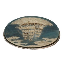 Vintage Incolay Stone Belt Buckle Cameo Sailing Ship Boat Clipper Nautical BLUE