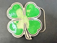 Lucky Four Leaf Clover Fine Pewter 2001 Great American Products Belt Buckle