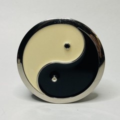 Enamel & Metal Yin Yang 3” Round Belt Buckle 1990’s Hippie Peace Vintage Y2K