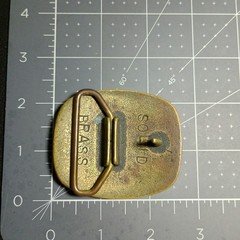 Buckle: Vintage Solid Brass With Wood Inlay.
