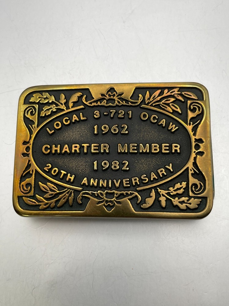 Vintage Belt Buckle Mens Brass Local 3-721 OCAW Oil Chemical Atomic Union
