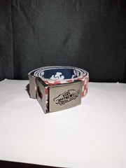 VANS OFF THE WALL BELT & BUCKLE RED CHECK BLUE FLORAL DESIGN