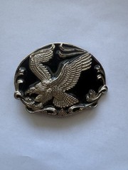Metal Black And Silver Toned Eagle Belt Buckle