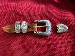 Lucchese Classics Belt Buckle 4 piece set western engraved SHIPS FOR FREE