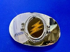 Lightning Bolt Strike Electric Shock Flash Cabochon On Reflective Belt Buckle