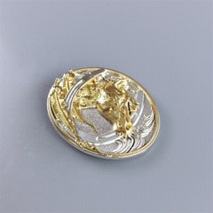 Two-Tone Silver Gold Plated Horse HorseShoe Belt Buckle also Stock in US