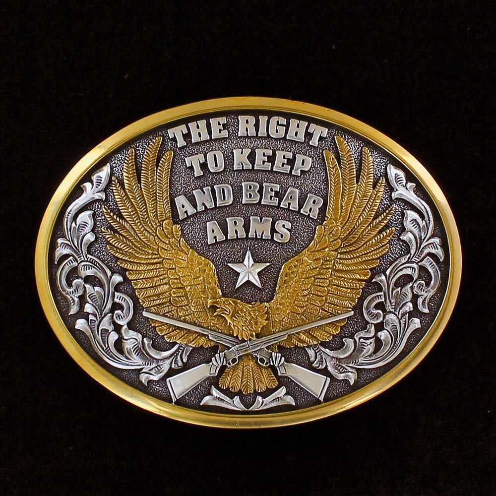 KEEP & BEAR ARMS ~Silver Western Belt Buckle~ Silver & Bronze USA Eagle 37117