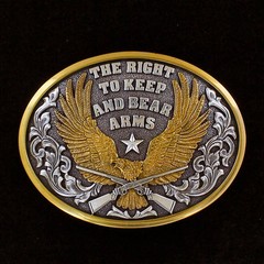 KEEP & BEAR ARMS ~Silver Western Belt Buckle~ Silver & Bronze USA Eagle 37117