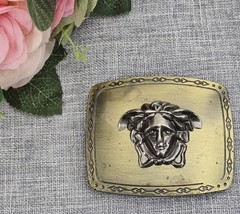 Vintage Style Medusa Belt Buckle Gold & Silver Tone Rectangular Snap On