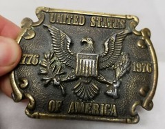 Antique Style Modern Pot Metal Bronze Imitation Bicentennial Belt Buckle As Is