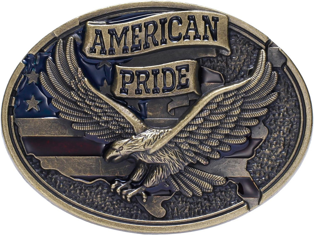 Belt Buckles for Men Women – Western Cowboy Belt Buckle American Flag and Eagle