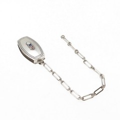 Hickok Quality Nickle Silver Antique Enamel FLT Mono Pocket Watch Loop Chain