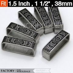 1 Pcs – Loop Stainless Steel Belt Buckle – Patterned Loop Belt Buckle Keeper 1.5