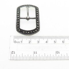 JUDITH JACK 925 Sterling Vintage Real Marcasite Belt Buckle (missing 2 stones)