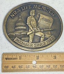NRA Belt Buckle Life Member Since 1983 Second Amendment 3D Relief USA Capital