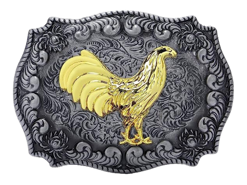 WMG Rooster Chicken Gold Tone Rodeo Western Fashion Unisex Cowboy Belt Buckles