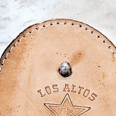 Los Altos Leather Belt Buckle White Leather w/ Brown Back 4&Prime; X 2.5&Prime; Boots