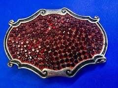 Red Rhinestone Completely Covered Womens Ladies Western Framed Belt Buckle