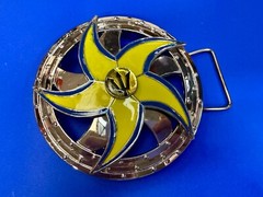 Spinning Arrow Yellow Star Circle Neptune Symbol Round Spinner Large Belt Buckle