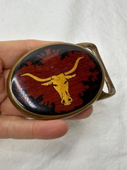 Von West Tech Ether Guild Blank Longhorn Bull Steer 1970s Vintage Belt Buckle