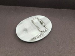 Western Belt Buckle Initial Letter F Two Tone Pewter And Gold Oval