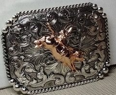 RIDING COWBOY Western Belt Buckle Hebilla Vaquera Con Toro